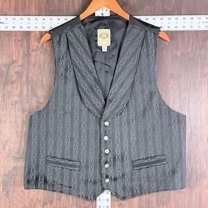 WAH Maker Frontier Clothing Vest Black Gray Jacquard Mens XL Western USA Made